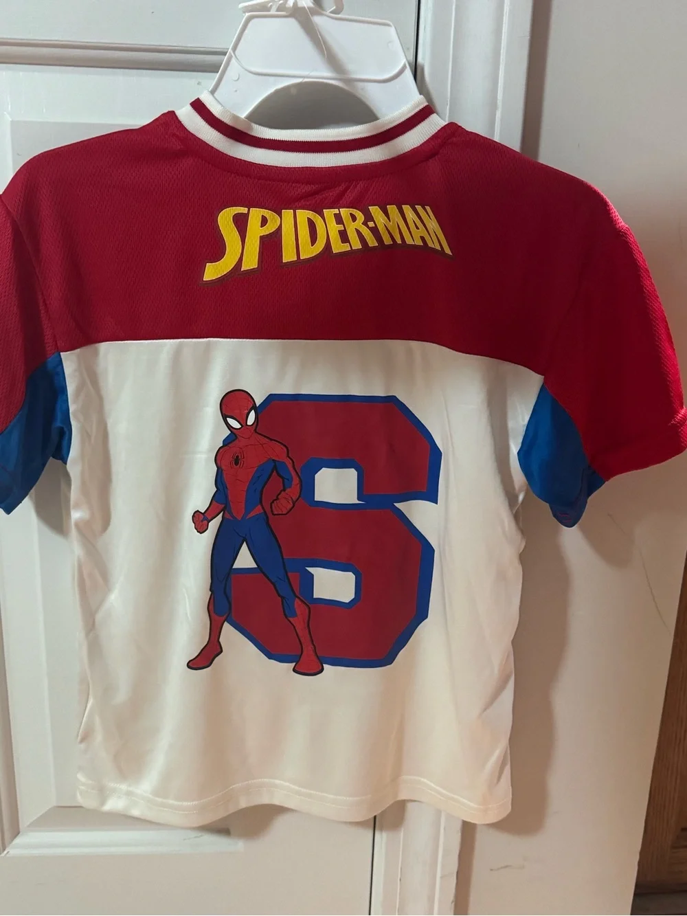 Spiderman Red, White & Blue Kids Jersey Tee